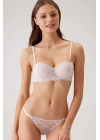 Pudra 4563 Pisa Destekli / Push - Up Straplez Dantelli Sütyen Takımı
