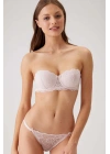 Pudra 4563 Pisa Destekli / Push - Up Straplez Dantelli Sütyen Takımı