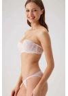 Pudra 4563 Pisa Destekli / Push - Up Straplez Dantelli Sütyen Takımı