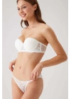 Ekru 4563 Pisa Destekli / Push - Up Straplez Dantelli Sütyen Takımı
