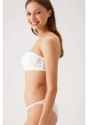 Ekru 4563 Pisa Destekli / Push - Up Straplez Dantelli Sütyen Takımı