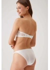 Ekru 4563 Pisa Destekli / Push - Up Straplez Dantelli Sütyen Takımı