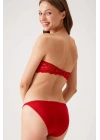 Kırmızı 4563 Pisa Destekli / Push - Up Straplez Dantelli Sütyen Takımı