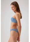 Kadın Mavi 4741 Balenli Soft Push Up Straplez Sütyen Takım
