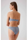 Kadın Mavi 4741 Balenli Soft Push Up Straplez Sütyen Takım