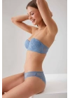 Kadın Mavi 4741 Balenli Soft Push Up Straplez Sütyen Takım