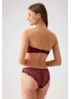 Kadın Mürdüm 4741 Balenli Soft Push Up Straplez Sütyen Takım
