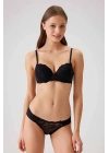 Kadın Siyah 4561 Milan Push Up Dolgulu Dantelli Çeyiz Sütyen Ve Külot Iç Çamaşır Takımı