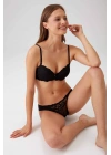 Kadın Siyah 4561 Milan Push Up Dolgulu Dantelli Çeyiz Sütyen Ve Külot Iç Çamaşır Takımı