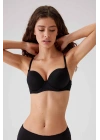 Kadın Siyah 6105 Lyon Ekstra Push Up Dolgulu Micro Sütyen(ÇIKARILABİLİR VE AYARLANABİLİR ASKILI)