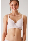 Kadın Ekru 6209 Barcelona Balenli Desteksiz Kalın Askılı Dantelli Toparlayıcı Sütyen