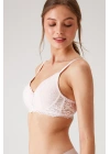 Kadın Ekru 6209 Barcelona Balenli Desteksiz Kalın Askılı Dantelli Toparlayıcı Sütyen