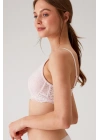 Kadın Pudra 6209 Barcelona Balenli Desteksiz Kalın Askılı Dantelli Toparlayıcı Sütyen