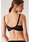 Kadın Siyah 6209 Barcelona Balenli Desteksiz Kalın Askılı Dantelli Toparlayıcı Sütyen