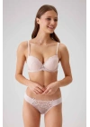 Kadın Pudra 4561 Milan Push Up Dolgulu Dantelli Çeyiz Sütyen Ve Külot Iç Çamaşır Takımı
