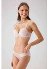 Kadın Pudra 4561 Milan Push Up Dolgulu Dantelli Çeyiz Sütyen Ve Külot Iç Çamaşır Takımı