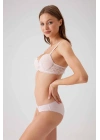 Kadın Pudra 4561 Milan Push Up Dolgulu Dantelli Çeyiz Sütyen Ve Külot Iç Çamaşır Takımı