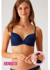 Kadın Lacivert 6220 Paris Balenli Desteksiz Dolgusuz Dantelli Sütyen (C CUP SEÇENEĞİYLE)