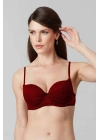 Kadın Bordo 6220 Paris Balenli Desteksiz Dolgusuz Dantelli Sütyen (C CUP SEÇENEĞİYLE)
