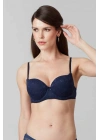 Kadın Lacivert 6221 Lyon Balenli Double Push Up Ekstra Dolgulu Dantelli Tak-çıkar Askılı Sütyen
