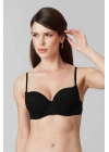 Kadın Siyah 6221 Lyon Balenli Double Push Up Ekstra Dolgulu Dantelli Tak-çıkar Askılı Sütyen