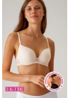 Kadın Pudra 6221 Lyon Balenli Double Push Up Ekstra Dolgulu Dantelli Tak-çıkar Askılı Sütyen