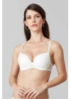 Kadın Ekru 6221 Lyon Balenli Double Push Up Ekstra Dolgulu Dantelli Tak-çıkar Askılı Sütyen