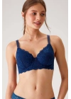Kadın Lacivert 6224 Balenli Desteksiz Toparlayıcı Dantelli Kalın Askılı Minimizer Sütyen
