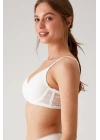 Kadın Ekru 6224 Balenli Desteksiz Toparlayıcı Dantelli Kalın Askılı Minimizer Sütyen