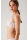 Kadın Pudra 6224 Balenli Desteksiz Toparlayıcı Dantelli Kalın Askılı Minimizer Sütyen