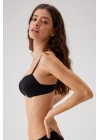 Kadın Siyah 6010 Balenli Desteksiz Micro Sütyen