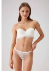 Kadın Ekru 4736 Desteksiz Straplez Sütyen Takım