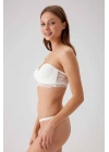 Kadın Ekru 4736 Desteksiz Straplez Sütyen Takım