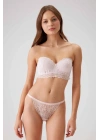 Kadın Pudra 4736 Desteksiz Straplez Sütyen Takım