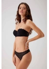 Siyah 4703 Verona Balenli Soft Push Up Dantel Straplez Fantezi Iç Çamaşır Takımı