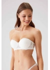 Kadın Ekru 6203 Balenli Destekli Straplez Dantelli Sütyen