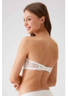 Kadın Ekru 6203 Balenli Destekli Straplez Dantelli Sütyen