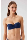 Kadın Lacivert 6203 Balenli Destekli Straplez Dantelli Sütyen