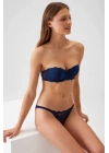 Kadın Lacivert 6203 Balenli Destekli Straplez Dantelli Sütyen