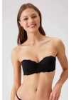Kadın Siyah 6203 Balenli Destekli Straplez Dantelli Sütyen