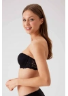 Kadın Siyah 6203 Balenli Destekli Straplez Dantelli Sütyen