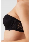 Kadın Siyah 6203 Balenli Destekli Straplez Dantelli Sütyen