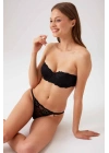 Kadın Siyah 6203 Balenli Destekli Straplez Dantelli Sütyen