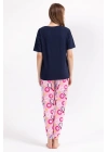 2800 Big Thanks Lacivert Kadın Pijama Takımı