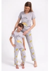 Rolypoly Kız Çocuk Gri Kısa Kol Pijama Takım