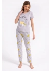 Rolypoly Kız Çocuk Gri Kısa Kol Pijama Takım