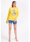 Rolypoly Feeling Tropical Sarı Kadın Uzun Kol Şort Takım