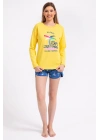 Rolypoly Feeling Tropical Sarı Kadın Uzun Kol Şort Takım