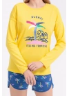 Rolypoly Feeling Tropical Sarı Kadın Uzun Kol Şort Takım