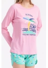 Rolypoly Feeling Tropical Pembe Kadın Uzun Kol Şort Takım